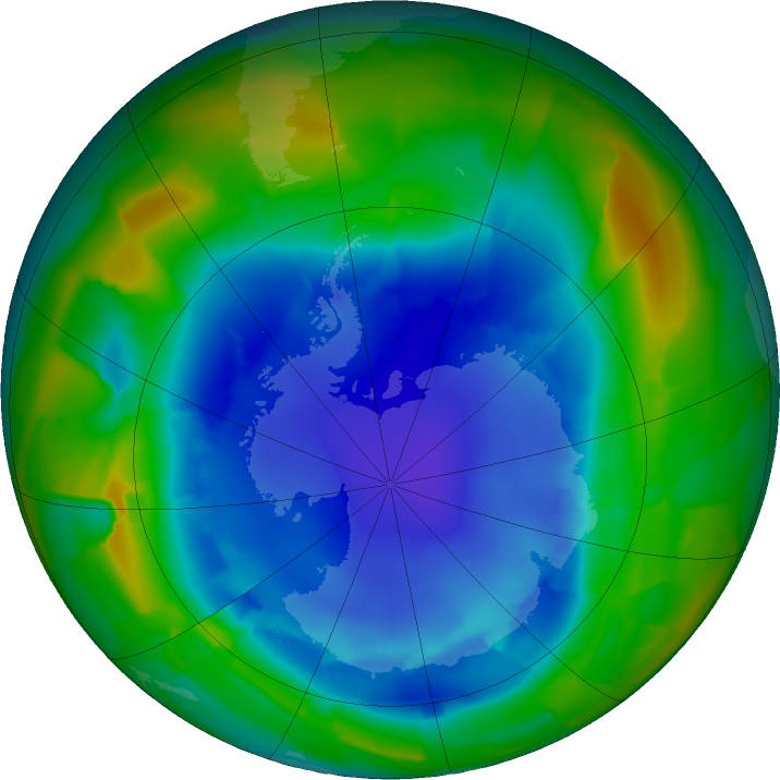 Antarctic ozone map for 24 August 2011